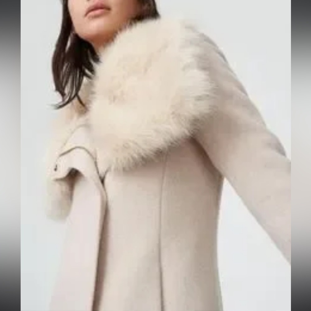 Cream wool coat with faux fur SZ L Club Monaco - Picture 3 of 7